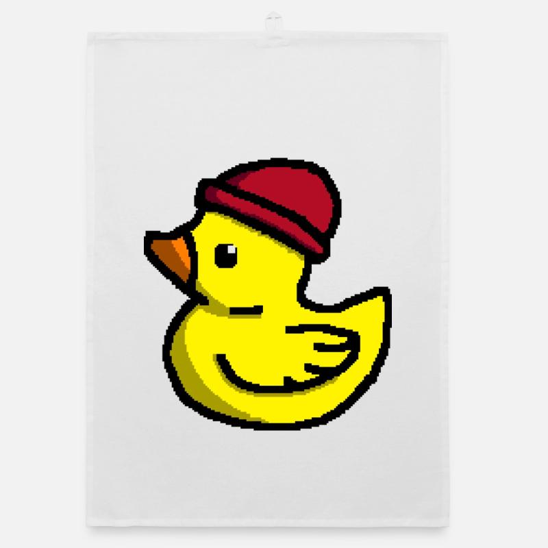 Mignon Pixel Duck en Tuque Rouge Torchon bio