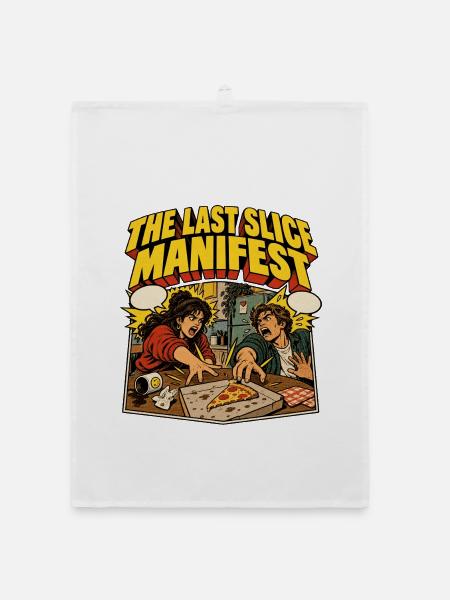 The Last Slice Manifest – Pizza-Comic - Organic Geschirrtuch - Weiß - Vorne