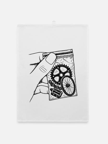 Addiction Cycling Bike – Fixie MTB-Teilebeutel - Organic Geschirrtuch - Weiß - Vorne