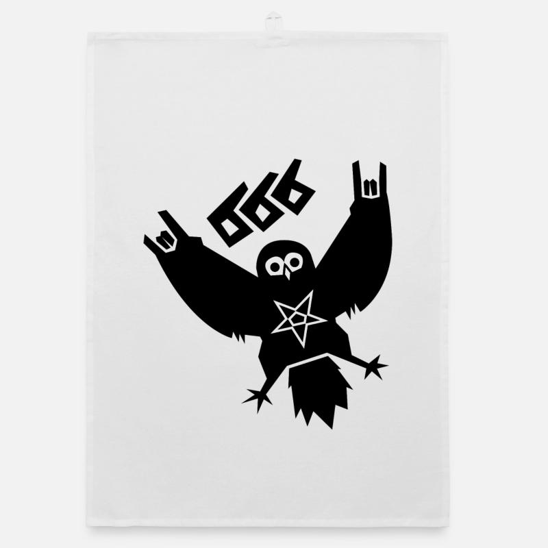 Black Metal Eule Organic Geschirrtuch