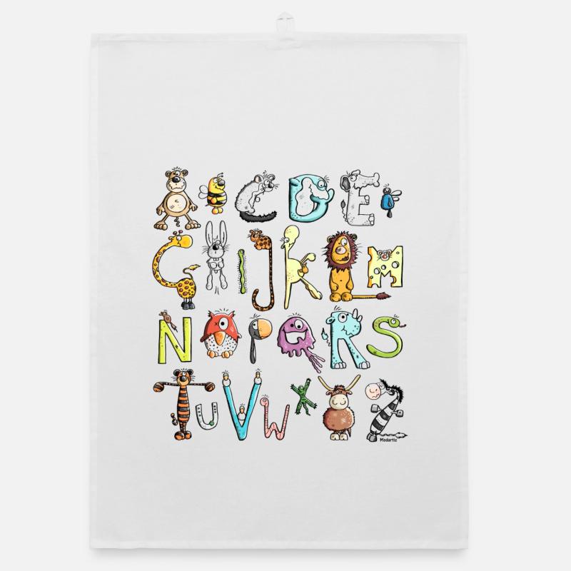 Buntes Tier Alphabet - ABC Organic Geschirrtuch