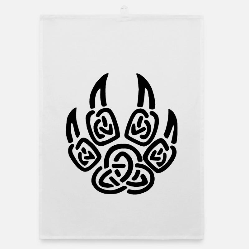 Black viking wolf claws Organic dish towel