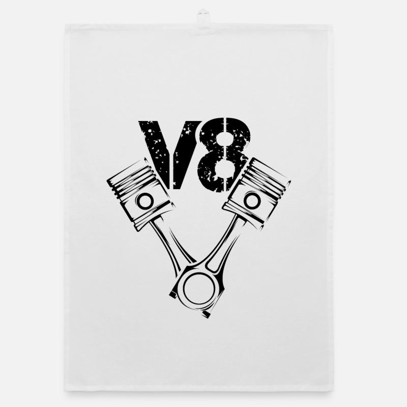 Piston Engine Illustration V8 Symbol icon Logo Organic dish towel