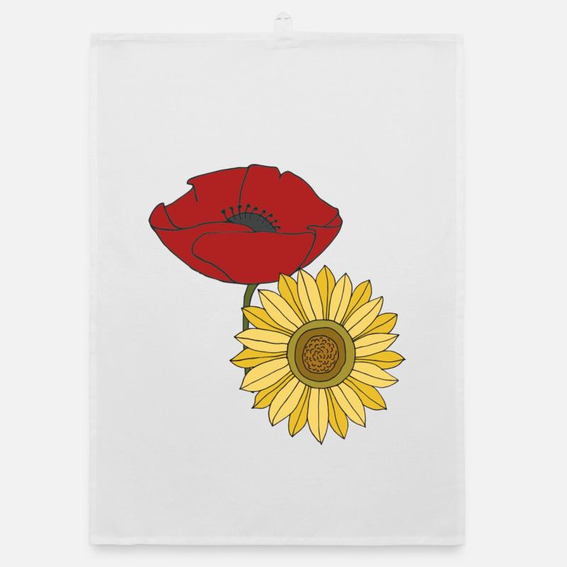 mohn sonnenblume Organic Geschirrtuch