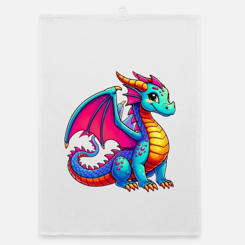 Drache - Organic Geschirrtuch - Weiß