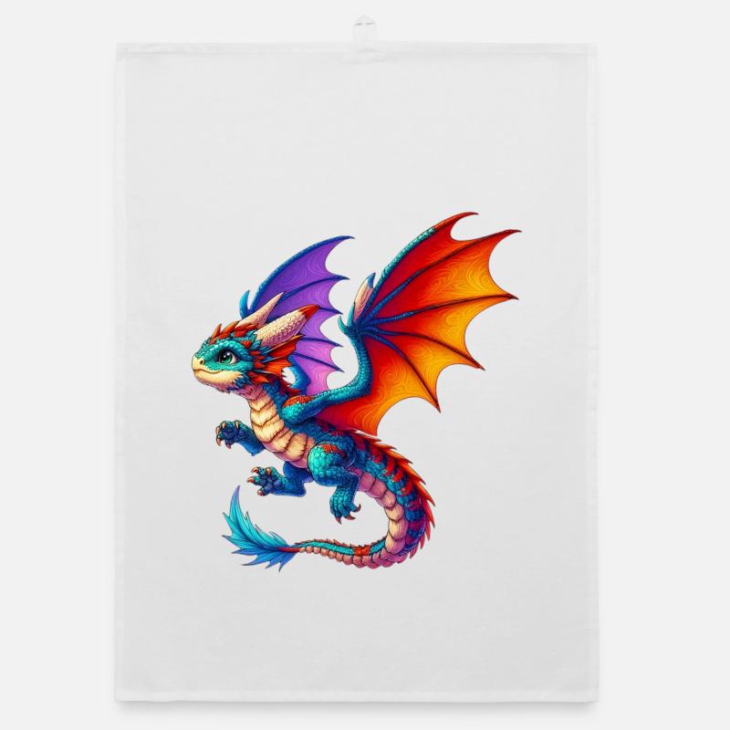 Drache - Organic Geschirrtuch - Weiß