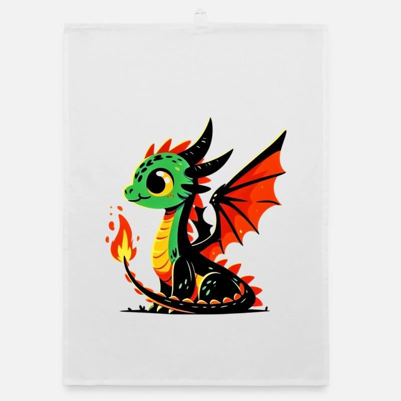 Drache - Organic Geschirrtuch - Weiß