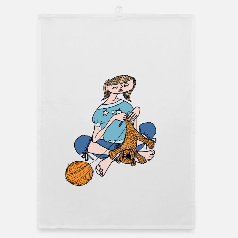 Mädchen häkelt Teddy Organic Geschirrtuch