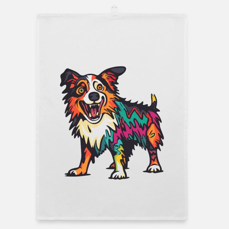 Border Collie Dog Halloween Comic Funny Organic dish towel