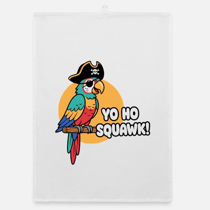 Colorful Parrot Pirate Squawk Organic dish towel