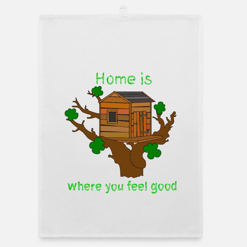 Treehouse with saying Organic dish towel