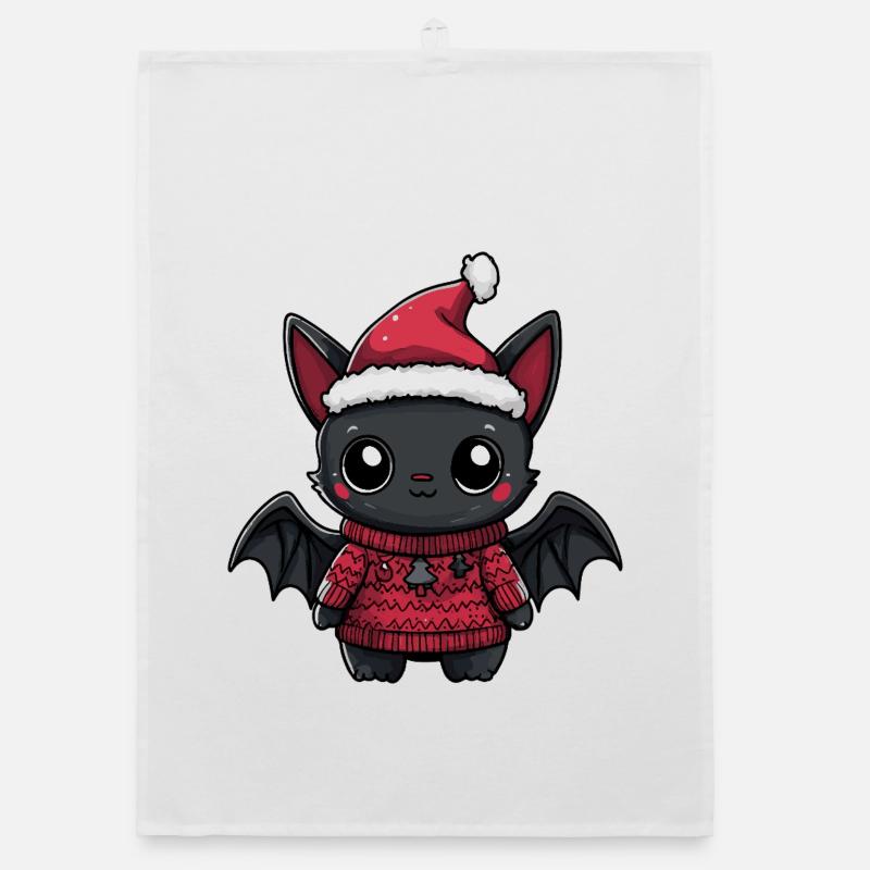 Bat Christmas Organic dish towel