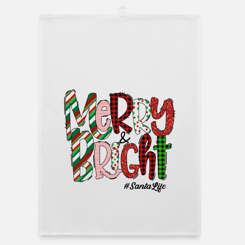 Merry Bright Festive Plaid Pattern - Organic Geschirrtuch - Weiß