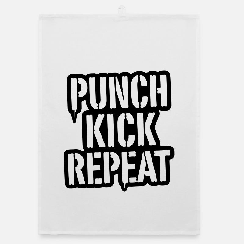 Punch, Kick, Repeat Lettering - Kickboxing Organic dish towel