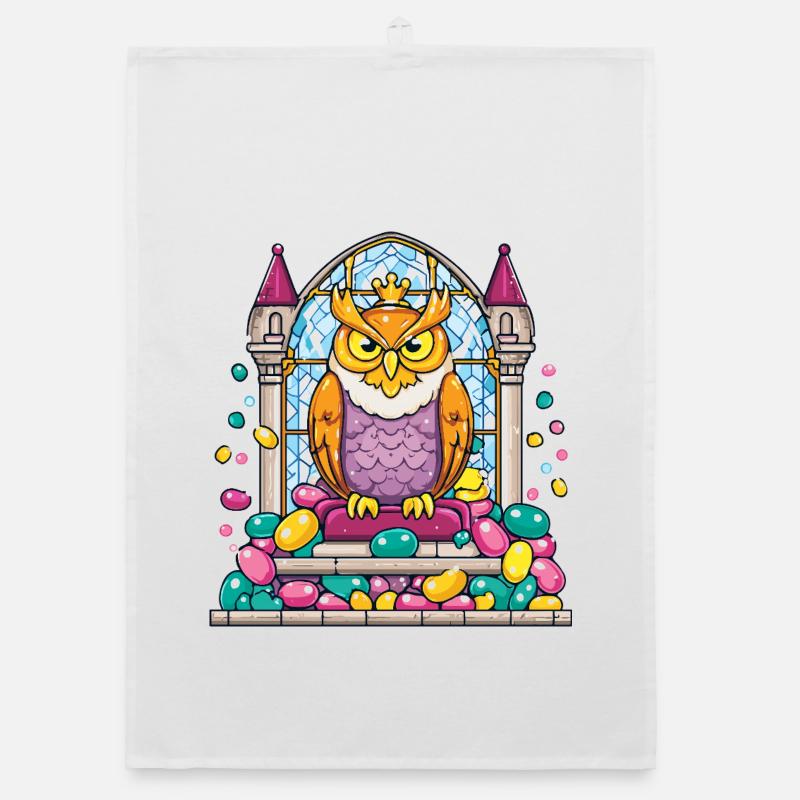 Kronen Eule Thron vor Glasfenster Organic Geschirrtuch