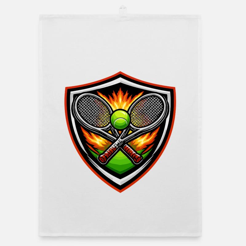 Flammendes Tennis Schild Emblem Organic Geschirrtuch