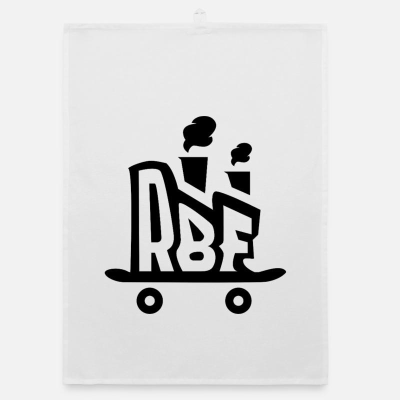 Rollbrett Fabrik Logo schwarz Organic Geschirrtuch