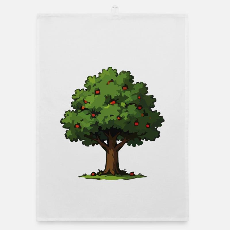 Apple tree in forest style Organic dish towel