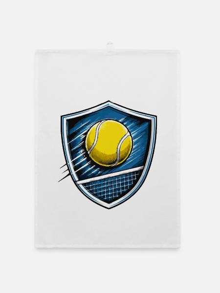 Tennis Shield Emblem - Organic Geschirrtuch - Weiß - Vorne