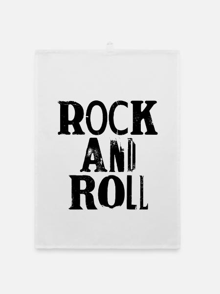 Distressed und Vintage Rock'n'Roll-Musiktypogra - Organic Geschirrtuch - Weiß - Vorne