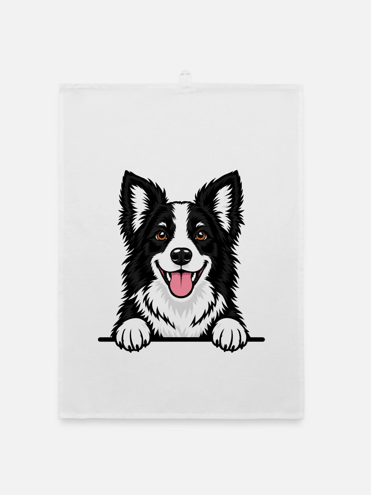 Border Collie - Organic Geschirrtuch - Weiß - Vorne