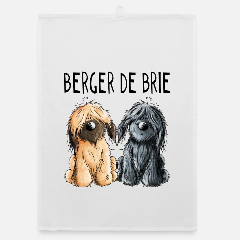 Zwei Berger de Brie - Briard - Comic - Geschenk Organic Geschirrtuch