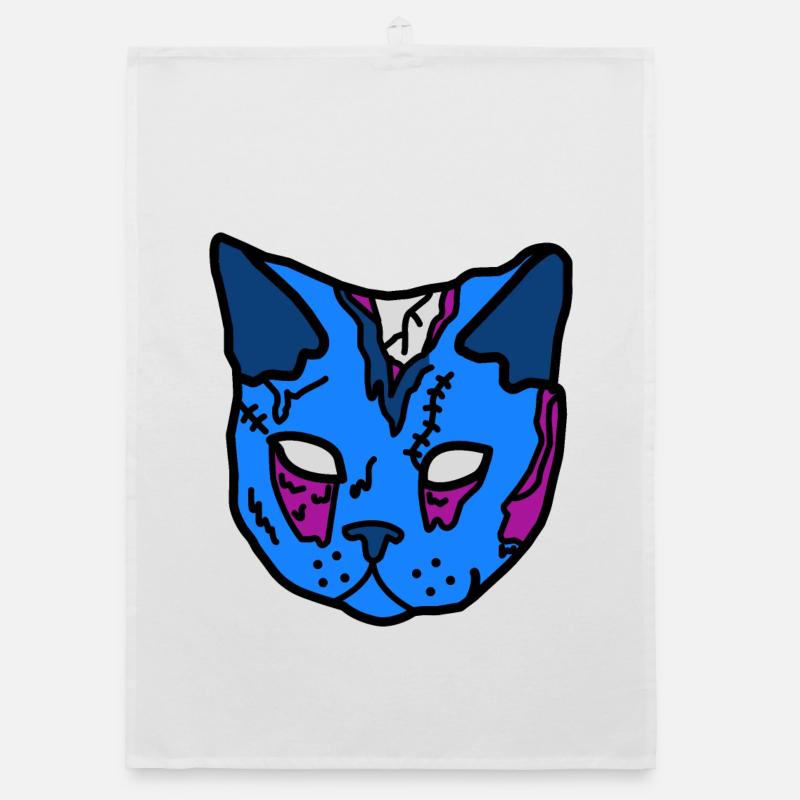 Blue Cat Mask Patchwork Organic dish towel