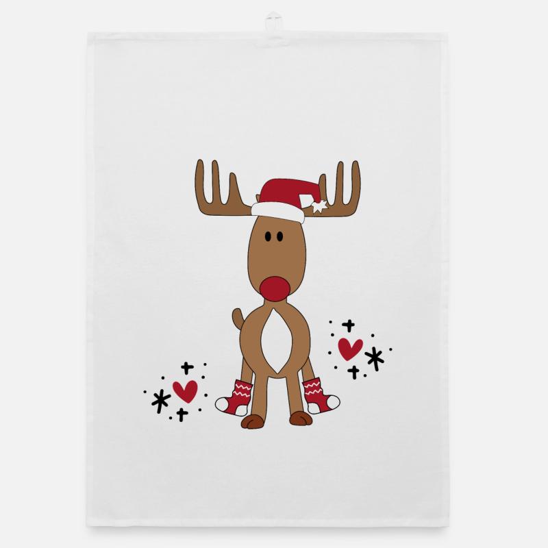 Super cute moose for Christmas Organic dish towel