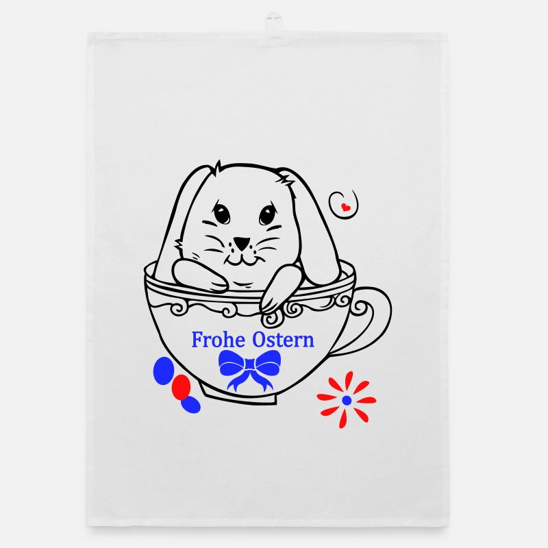 Lapin de Pâques Joyeuses Pâques Torchon bio