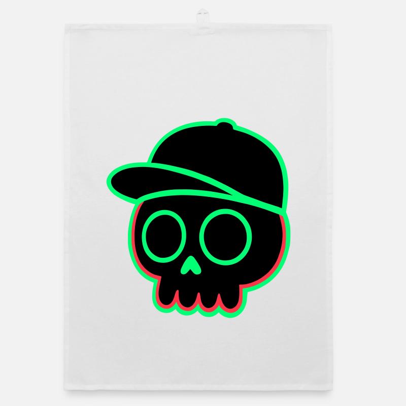 Neon Schädel Cap Organic Geschirrtuch
