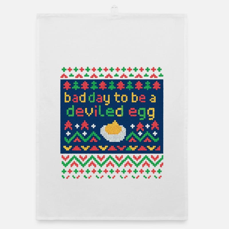Deviled Egg Pixel Wortspiel, Weihnachtsessen-Liebhaber Organic Geschirrtuch
