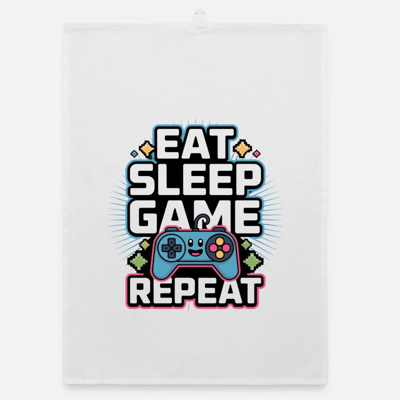 Eat Sleep Game Repeat Organic dish towel