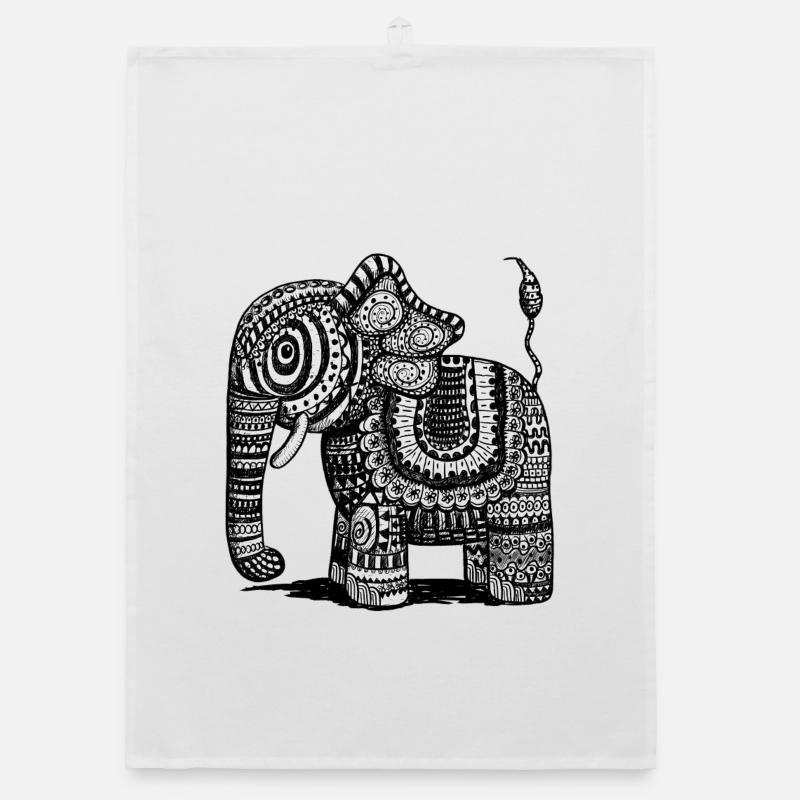 Power Elephant With Pattern I India I Gift Ethno Organic dish towel