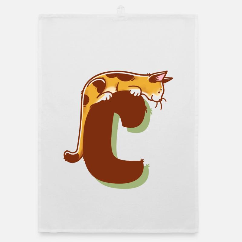 Cat Letter C Organic dish towel