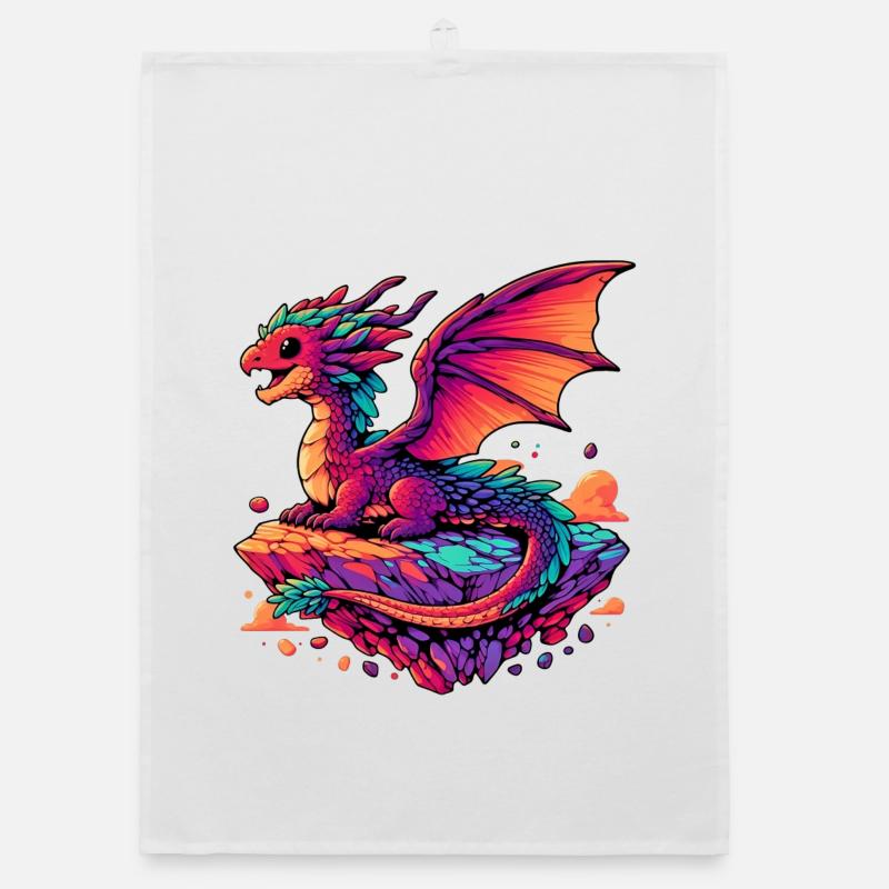 Drache - Organic Geschirrtuch - Weiß