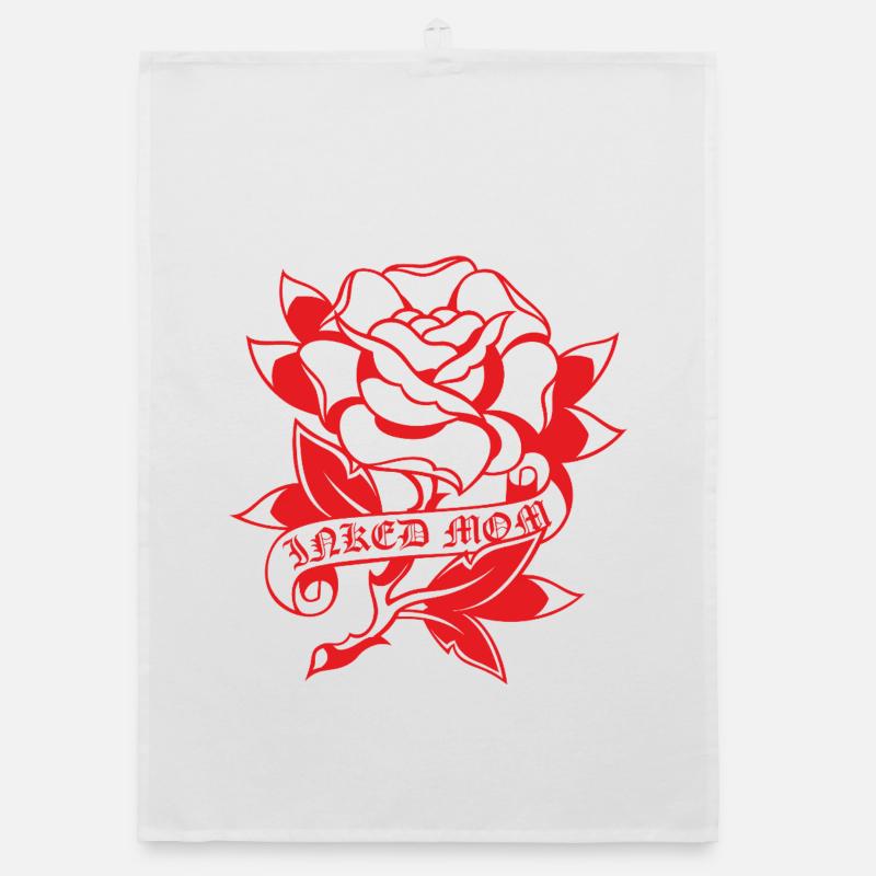 Inked Mom Tattoo Rose - Organic Geschirrtuch - Weiß