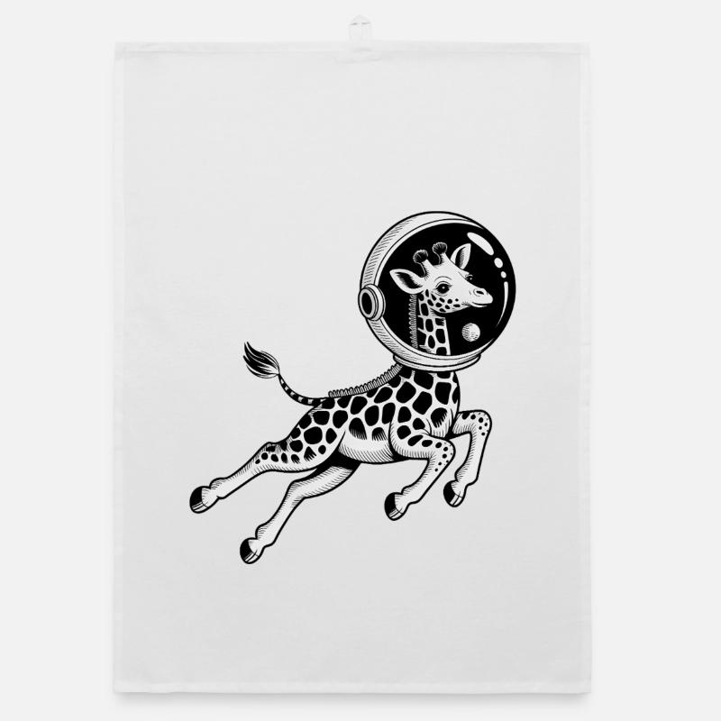 Giraffe in Space - Cool Astonomy Logo Organic dish towel