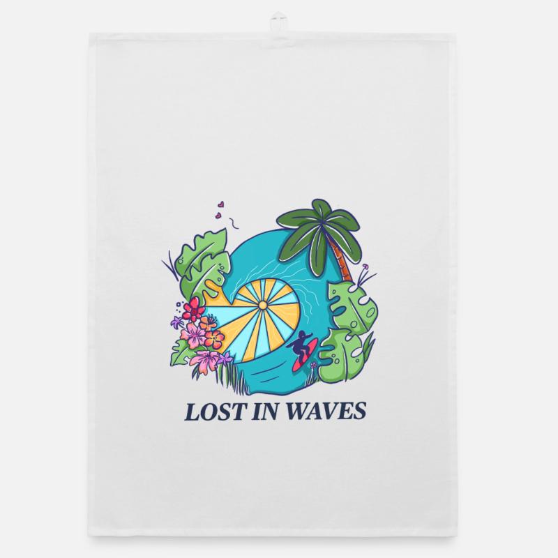 Perdu dans les vagues - Conception de vibrations de surf tropicales Torchon bio