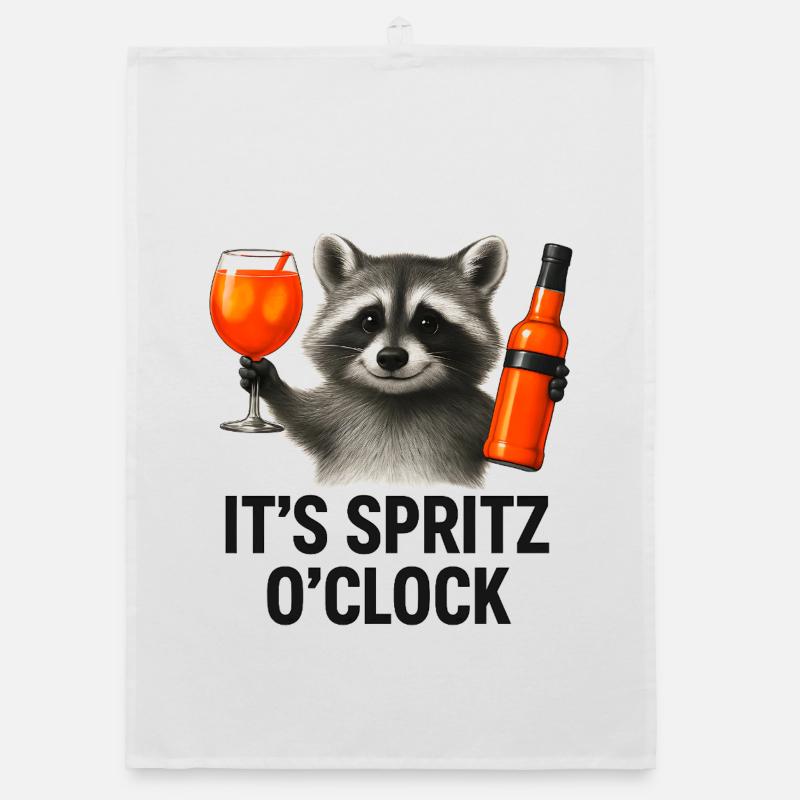It's Spritz O'Clock Waschbär Party Geschenkidee Organic Geschirrtuch
