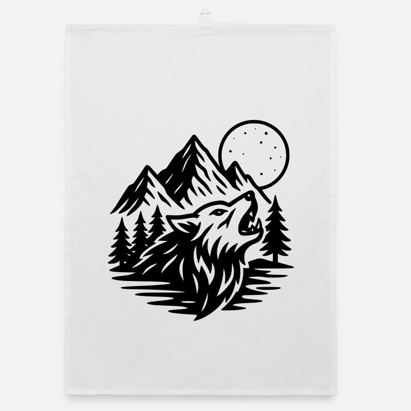 Full Moon Wolf Organic dish towel