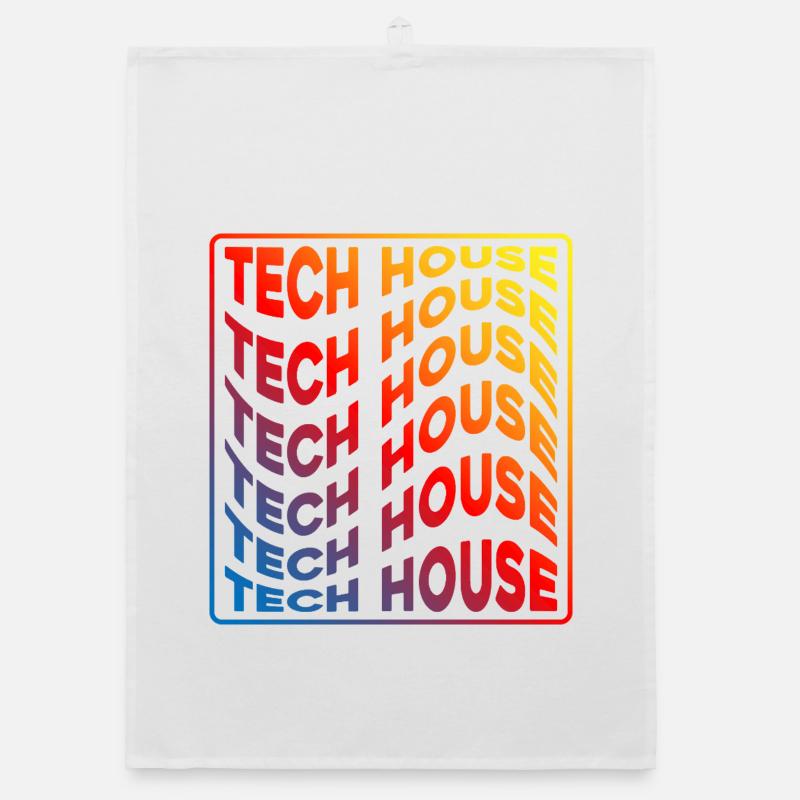 Tech House Neon Gradient Wiederholt sich - Organic Geschirrtuch - Weiß