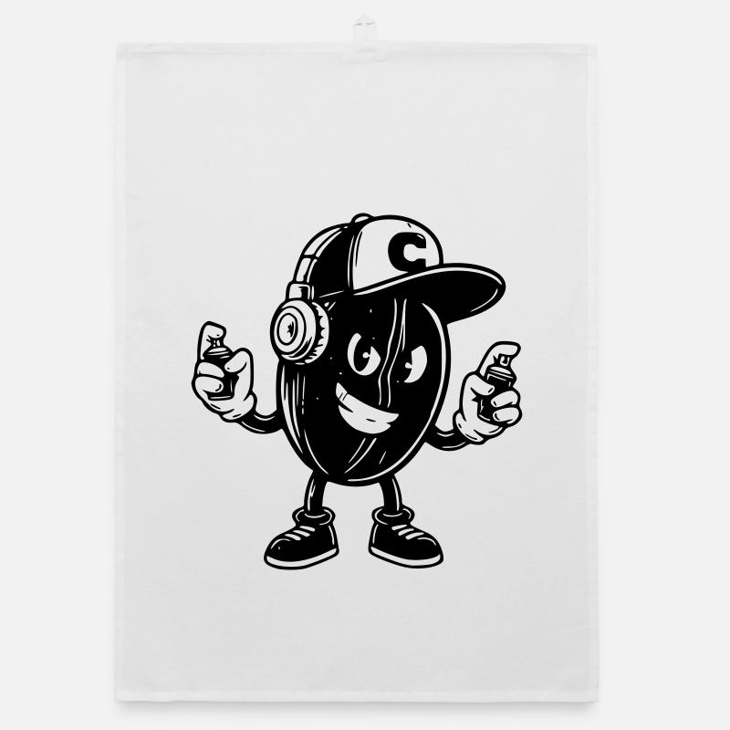 Coole Kaffeebohnen-Figur im Graffiti-Stil Organic Geschirrtuch