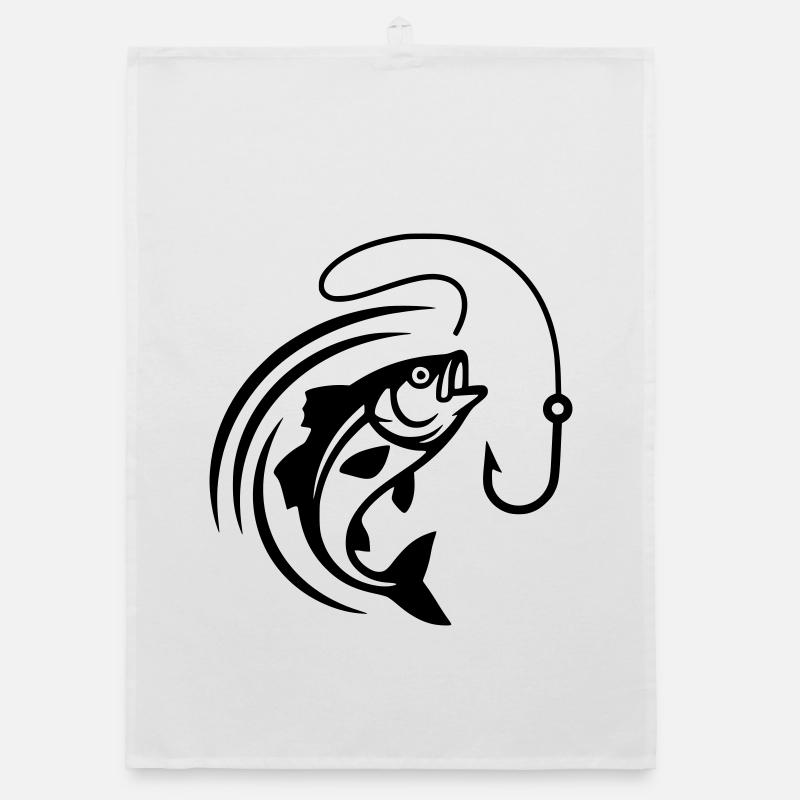 Jumping Fish Hook Fishing Vector Organic dish towel