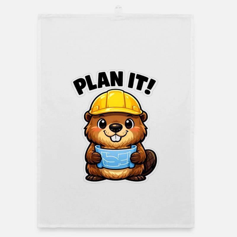 Bauheld Biber mit Plan Organic Geschirrtuch