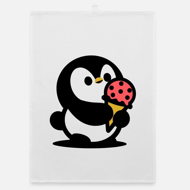 Kleiner Pinguin mit Eis Organic dish towel