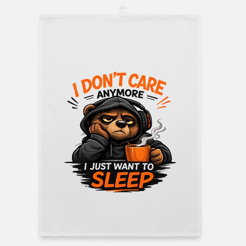 Grumpy Bear Sleep Tee Design Organic dish towel