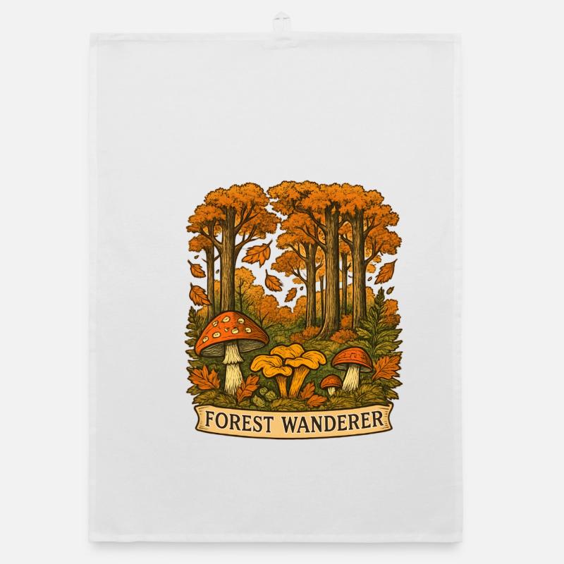 Waldwanderer Herbstpfad - Organic Geschirrtuch - Weiß