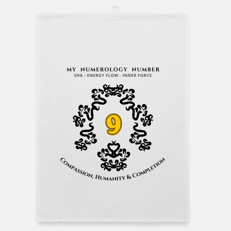 Numéro 9 Symbole de la compassion et de l’humanité Torchon bio