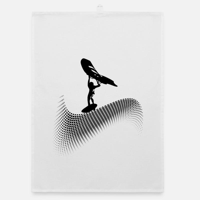 Wingfoiler sur la vague - Torchon bio - blanc