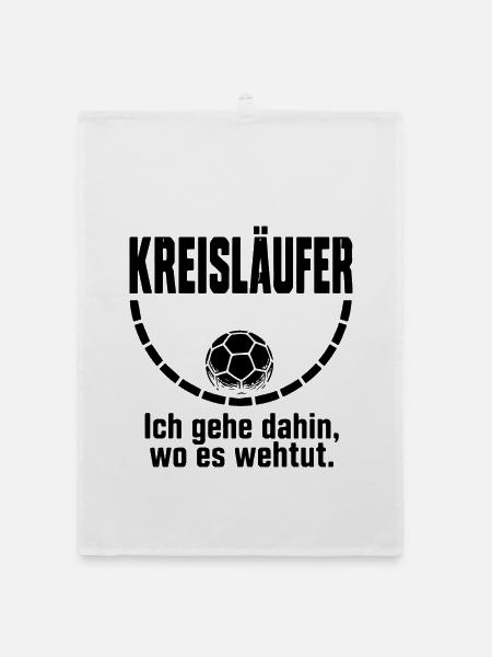 Kreisläufer Handball Shirt – Wo es wehtut - Organic Geschirrtuch - Weiß - Vorne